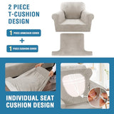 PrimeBeau 2 Piece Armchair Slipcovers Thick Velvet Couch Cover Furniture Protector Stretch Sofa Covers for 1 Cushion Couch with 1 Individual T Cushion Covers Washable