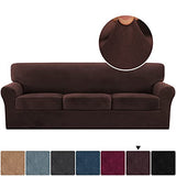 PrimeBeau Real Velvet Plush 4 Piece Stretch Sofa Covers Couch Covers for 3 Cushions Couch Sofa Covers