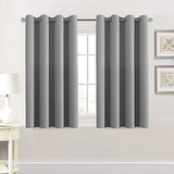 PrimeBeau Blackout Grommet Solid Color Curtain Set of 2 Panels, W52" Short