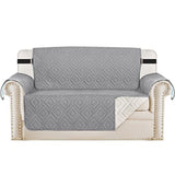 PrimeBeau Reversible Loveseat Cover Furniture Protector Anti-Slip Water Resistant 2 Inch Wide Elastic Straps Couch Covers
