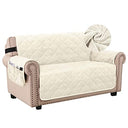 Thick Velvet Sofa Cover Soft Couch Cover for 2 Cushion Sofa Slipcover Washable Furniture Protector for Dogs, Non-Slip Elastic Straps Fit Sitting Width Up to 54"(Loveseat, Ivory)