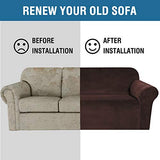 PrimeBeau Stretch Velvet Sofa Covers Large Couch Covers Sofa Slipcovers Furniture Protector Soft with Non Slip Elastic Bottom, Feature Thick Comfy Rich Velour