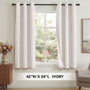 H.Versailtex Linen Blackout Thermal Insulated White Liner Grommet Top Small Window Curtains
