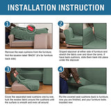 H.VERSAILTEX 3 Piece Stretch Sofa Covers for 2 Cushion Loveseat Couch Covers for Living Room Sofa Slipcovers (Base Cover Plus 2 Seat Cushion Covers) Thicker Jacquard Fabric(Medium, Loden Frost)