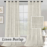 PrimeBeau Natural Linen Blended Grommet Curtains 2 Panel Sets
