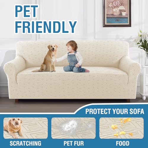 PrimeBeau Diamond Pattern Jacquard Couch Covers for 3 Cushion Couch