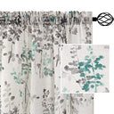 PrimeBeau Linen Sheer Rod Pocket Curtains Vintage Floral Printing, 2 Panels
