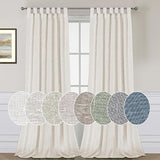PrimeBeau Natural Linen Mix Tab Top Sheer Curtains (Set of 2) 52 Series