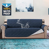 PrimeBeau 100% Waterproof Sofa Cover Protector | Couch Slipcover for 3 Cushion Couch | Non Slip Backing, Adjustable Strap | 5-Layers Material | Fits Seat Width up to 68"