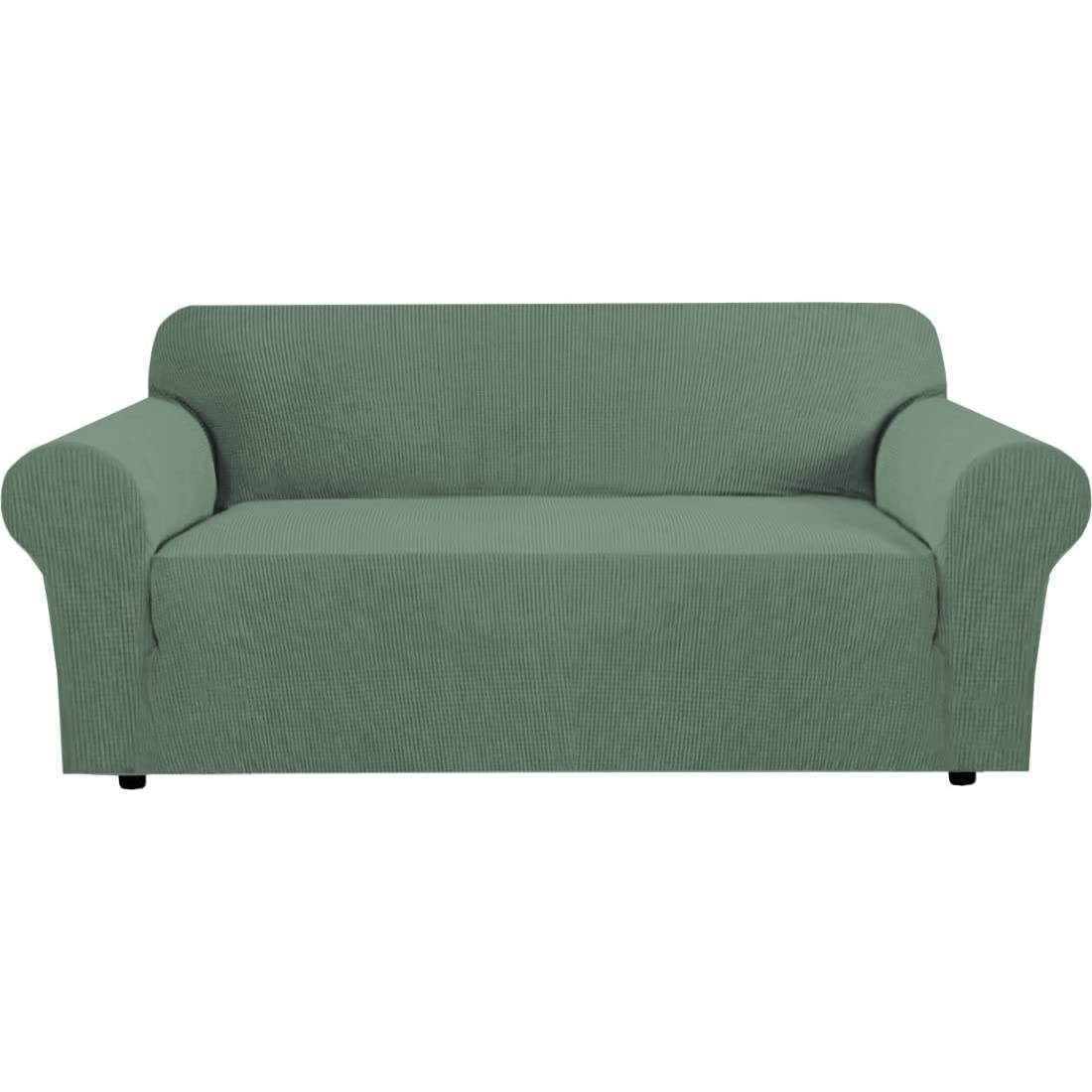 PrimeBeau 1 Piece Slipcovers for 3 Cushion Couch Soft Sofa Covers Washable Feature Thick Checked Jacquard Fabric with Elastic Bottom