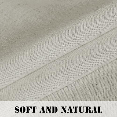 PrimeBeau Natural Linen Mix Tab Top Sheer Curtains (Set of 2) 52 Series