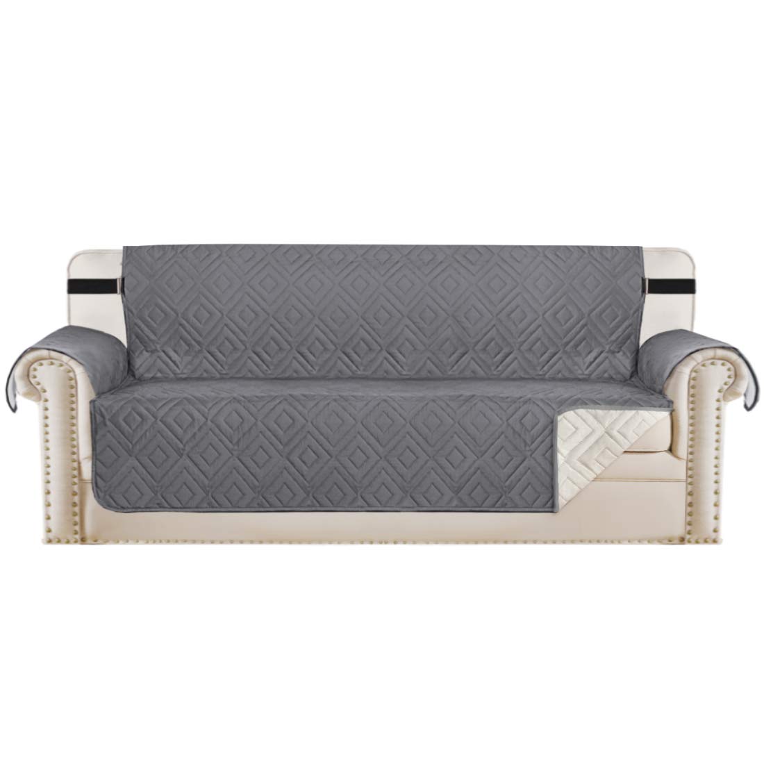 PrimeBeau Reversible Sofa & Oversize Sofa Cover Furniture Protector Anti-Slip Water Resistant 2 Inch Wide Elastic Straps Couch Covers