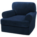 PrimeBeau 2 Piece Armchair Slipcovers Thick Velvet Couch Cover Furniture Protector Stretch Sofa Covers for 1 Cushion Couch with 1 Individual T Cushion Covers Washable