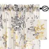 PrimeBeau Linen Sheer Rod Pocket Curtains Vintage Floral Printing, 2 Panels