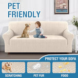 PrimeBeau Spiral Jacquard Couch Covers for 3 Cushion Couch - Set of 5 | Anti-Slip Furniture Protector