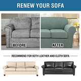 H.VERSAILTEX 4 Piece Stretch Sofa Covers for 3 Cushion Couch Covers for Living Room Furniture Slipcovers (Base Cover Plus 3 Seat Cushion Covers) Upgraded Thicker Jacquard Fabric (Sofa, Sage)