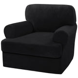 PrimeBeau 2 Piece Armchair Slipcovers Thick Velvet Couch Cover Furniture Protector Stretch Sofa Covers for 1 Cushion Couch with 1 Individual T Cushion Covers Washable
