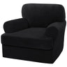 PrimeBeau 2 Piece Armchair Slipcovers Thick Velvet Couch Cover Furniture Protector Stretch Sofa Covers for 1 Cushion Couch with 1 Individual T Cushion Covers Washable