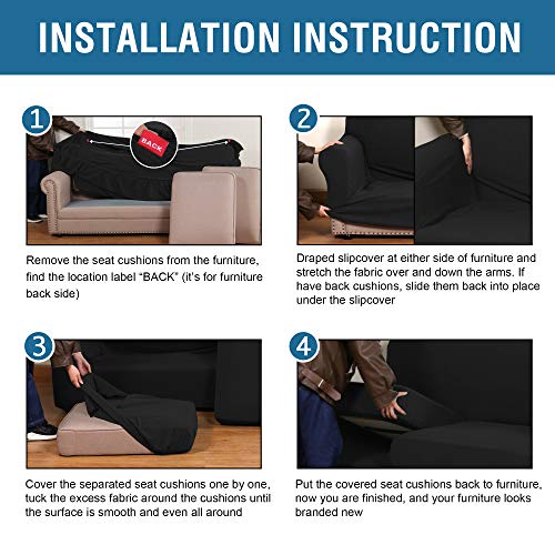 PrimeBeau Thicker Jacquard Fabric 3 Pieces Loveseat & Oversize Loveseat Covers for 2 Cushion Sofa Couch Slipcovers (Base Cover Plus 2 Seat Cushion Covers)
