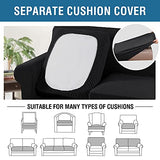 H.VERSAILTEX 4 Piece Stretch Sofa Covers for 3 Cushion Couch Covers for Living Room Furniture Slipcovers (Base Cover Plus 3 Seat Cushion Covers) Upgraded Thicker Jacquard Fabric (Large, Black)