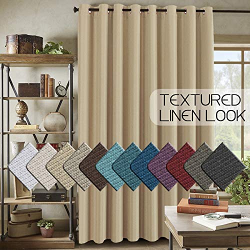 PrimeBeau Faux Linen Room Darkening/Room Dividing Curtain Draper Extra Wide & Long