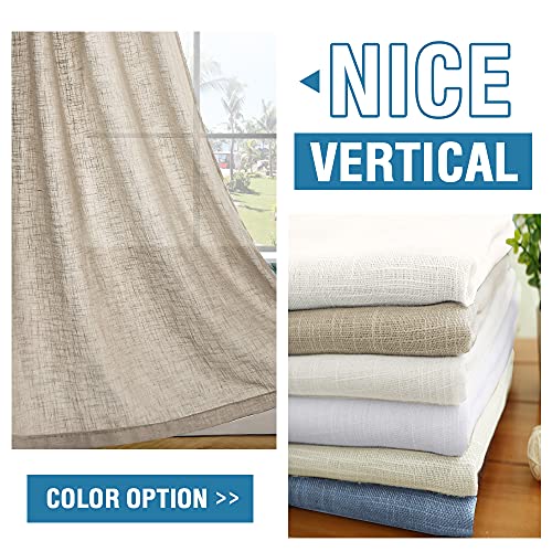 PrimeBeau Natural Linen Blended Grommet Curtains 2 Panel Sets