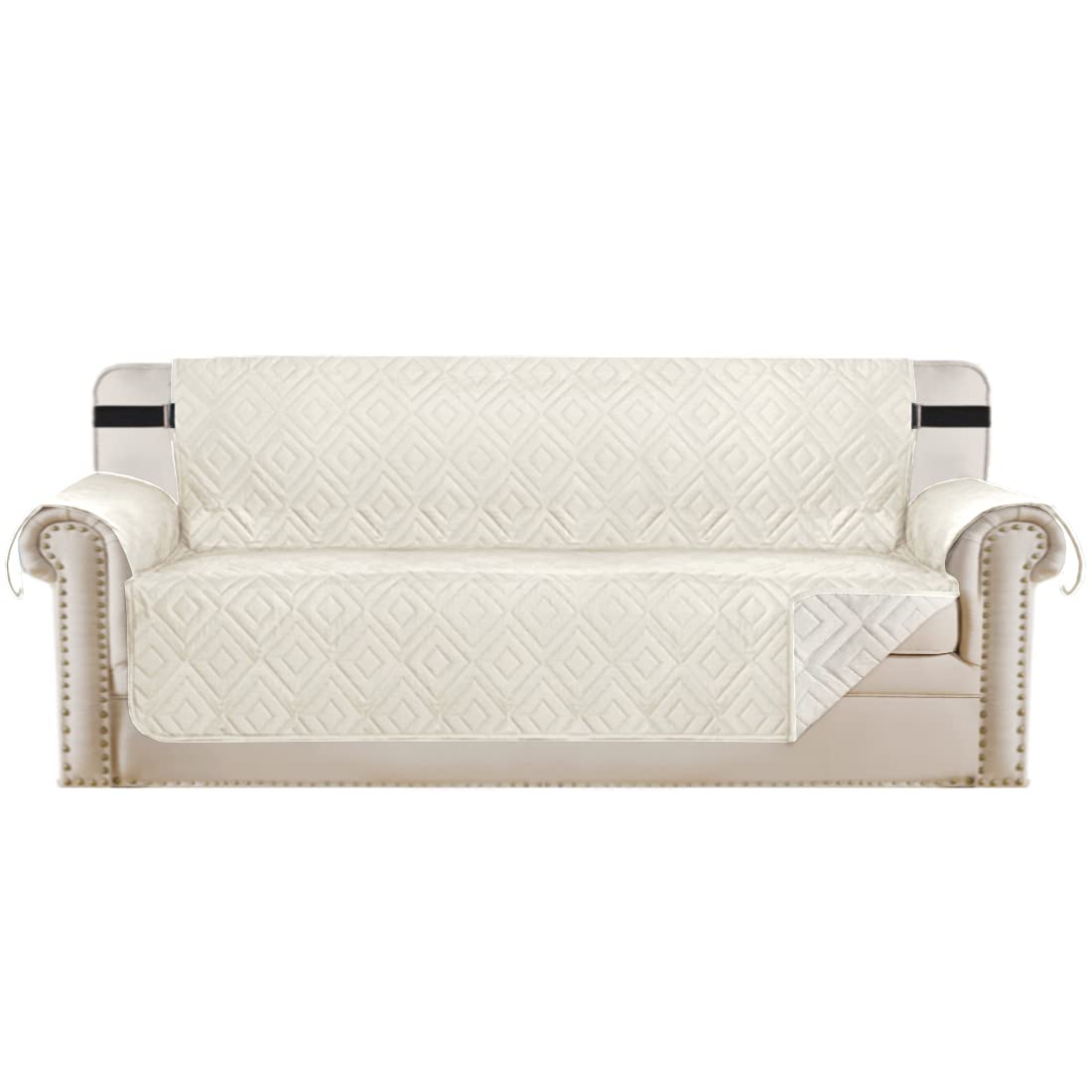 PrimeBeau Reversible Sofa & Oversize Sofa Cover Furniture Protector Anti-Slip Water Resistant 2 Inch Wide Elastic Straps Couch Covers