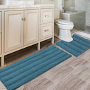 H.Versailtex 2 Pieces Extra Thick Chenille Striped Pattern Shaggy Bath Rugs Include 1 Rectangle and 1 Toilet Rug