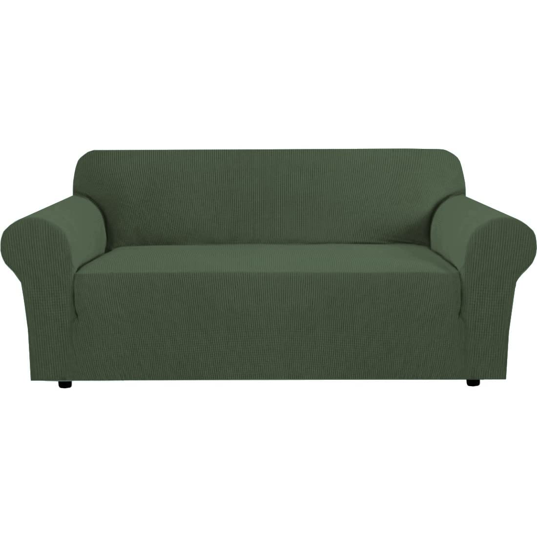 PrimeBeau 1 Piece Slipcovers for 3 Cushion Couch Soft Sofa Covers Washable Feature Thick Checked Jacquard Fabric with Elastic Bottom