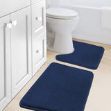 PrimeBeau Luxurious Memory Foam Bath Mat, Flannel Velvety Bath Mat Luxury Extra Soft and Absorbent Non Slip Rugs(Set of 2)
