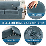 PrimeBeau Real Velvet Plush 4 Piece Stretch Sofa Covers Couch Covers for 3 Cushions Couch Sofa Covers