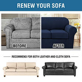 H.VERSAILTEX 4 Piece Stretch Sofa Covers for 3 Cushion Couch Covers for Living Room Furniture Slipcovers (Base Cover Plus 3 Seat Cushion Covers) Upgraded Thicker Jacquard Fabric (Sofa, Navy)