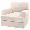 PrimeBeau 2 Piece Armchair Slipcovers Thick Velvet Couch Cover Furniture Protector Stretch Sofa Covers for 1 Cushion Couch with 1 Individual T Cushion Covers Washable