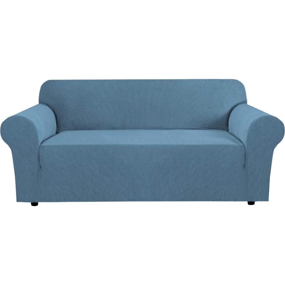 PrimeBeau 1 Piece Slipcovers for 3 Cushion Couch Soft Sofa Covers Washable Feature Thick Checked Jacquard Fabric with Elastic Bottom