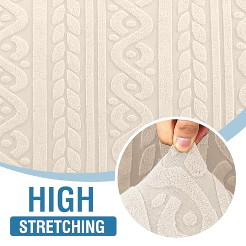PrimeBeau Spiral Jacquard Couch Covers for 3 Cushion Couch - Set of 5 | Anti-Slip Furniture Protector