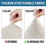 H.VERSAILTEX 4 Piece Stretch Sofa Covers for 3 Cushion Couch Covers for Living Room Furniture Slipcovers (Base Cover Plus 3 Seat Cushion Covers) Upgraded Thicker Jacquard Fabric (XL Sofa, Ivory)