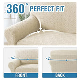 H.VERSAILTEX 2024 Newest Jacquard Couch Covers for 3 Cushion Couch 1 Piece Stretch Sofa Covers Furniture Protector Anti-Slip Soft Thickened Dogs Slipcovers Washable Diamond Pattern(Sofa, Ivory)