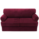 PrimeBeau Sofa Cover 3 Pieces T Cushion Loveseat Slipcovers Thick Velvet Couch Cover Furniture Protector Stretch T Cushion Sofa Covers for 2 Cushion Couch with 2 T Cushion Covers Washable