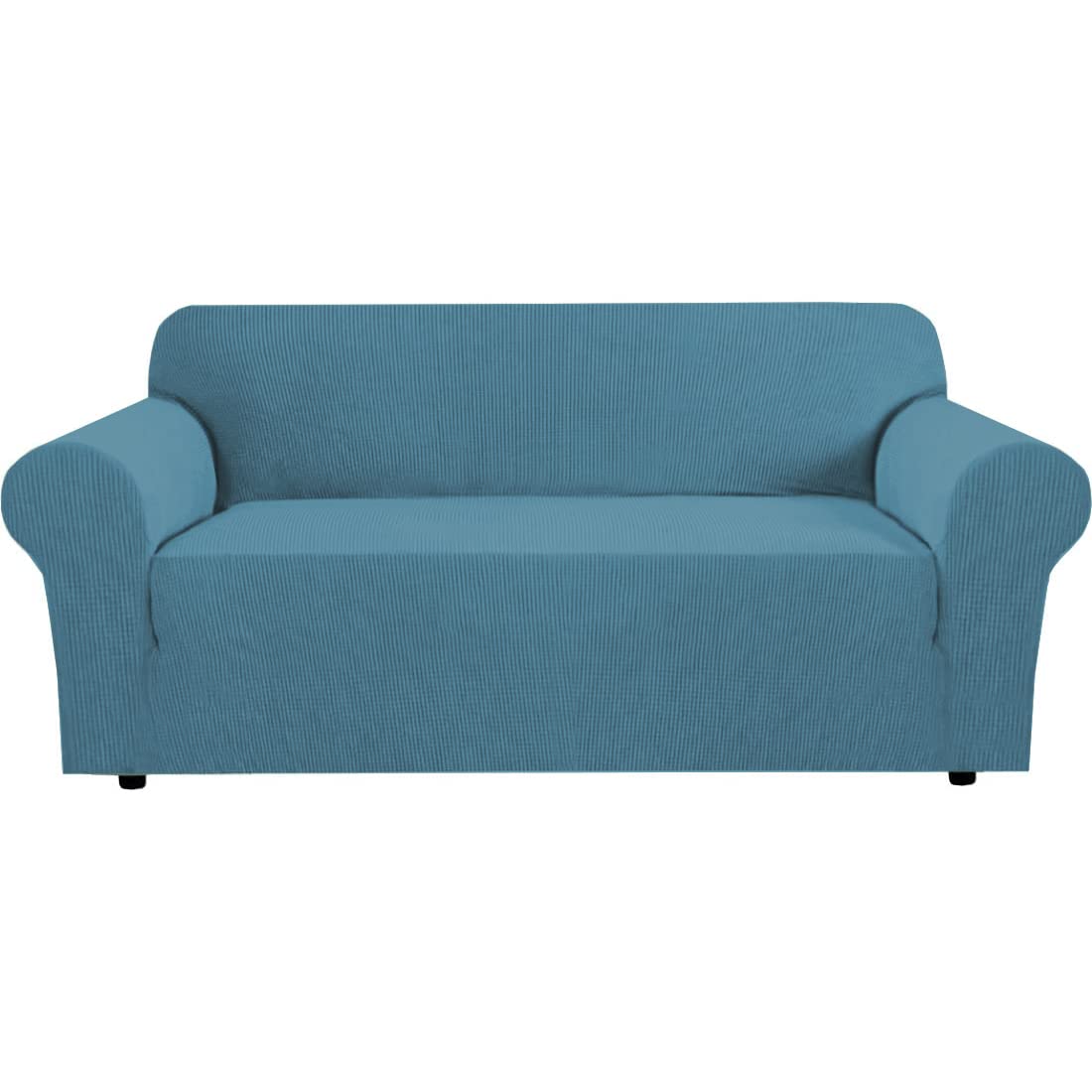PrimeBeau 1 Piece Slipcovers for 3 Cushion Couch Soft Sofa Covers Washable Feature Thick Checked Jacquard Fabric with Elastic Bottom