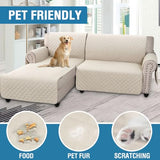 PrimeBeau 100% Waterproof Sectional Couch Covers 2-Piece Couch Cover L Shape Sofa Covers Washable for Dogs Non Slip (Loveseat）