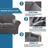 PrimeBeau Real Velvet Plush 3 Piece Stretch Sofa Covers Couch Covers for 2 Cushion Couch Loveseat Covers