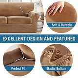 PrimeBeau Real Velvet Plush 4 Piece Stretch Sofa Covers Couch Covers for 3 Cushions Couch Sofa Covers