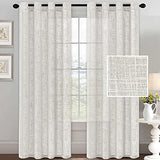 PrimeBeau Natural Linen Blended Grommet Curtains 2 Panel Sets