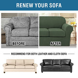 H.VERSAILTEX 4 Piece Stretch Sofa Covers for 3 Cushion Couch Covers for Living Room Furniture Slipcovers (Base Cover Plus 3 Seat Cushion Covers) Upgraded Thicker Jacquard Fabric (Sofa, Bronze Green)