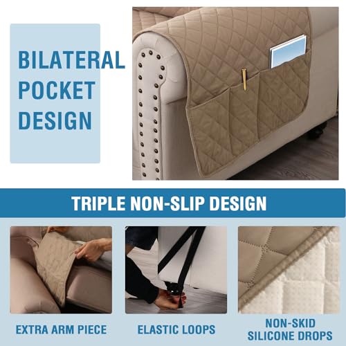 PrimeBeau 100% Waterproof Sectional Couch Covers 2-Piece Couch Cover L Shape Sofa Covers Washable for Dogs Non Slip (Loveseat）