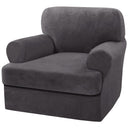 PrimeBeau 2 Piece Armchair Slipcovers Thick Velvet Couch Cover Furniture Protector Stretch Sofa Covers for 1 Cushion Couch with 1 Individual T Cushion Covers Washable