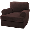 PrimeBeau 2 Piece Armchair Slipcovers Thick Velvet Couch Cover Furniture Protector Stretch Sofa Covers for 1 Cushion Couch with 1 Individual T Cushion Covers Washable