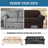 H.VERSAILTEX 4 Piece Stretch Sofa Covers for 3 Cushion Couch Covers for Living Room Furniture Slipcovers (Base Cover Plus 3 Seat Cushion Covers) Upgraded Thicker Jacquard Fabric (Sofa, Chocolate)