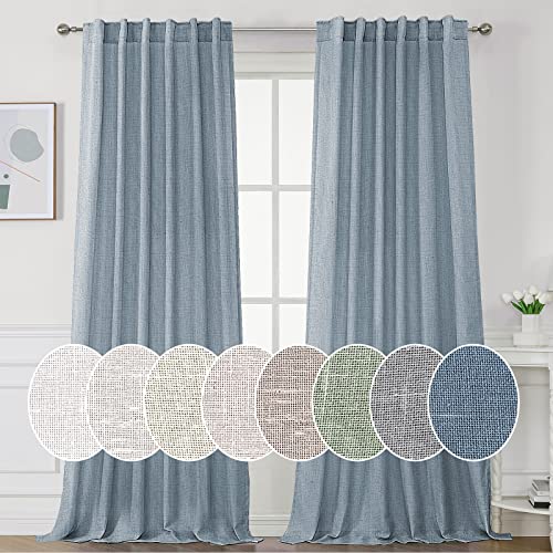 PrimeBeau Natural Linen Curtains 2 Panels Back Tab Loop Pocket Boho Sheer Curtain