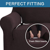 PrimeBeau 1 Piece Slipcovers for 3 Cushion Couch Soft Sofa Covers Washable Feature Thick Checked Jacquard Fabric with Elastic Bottom